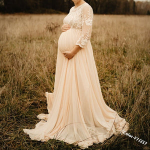 Embrace Elegance with Our Lace Chiffon Patchwork Maternity Dress